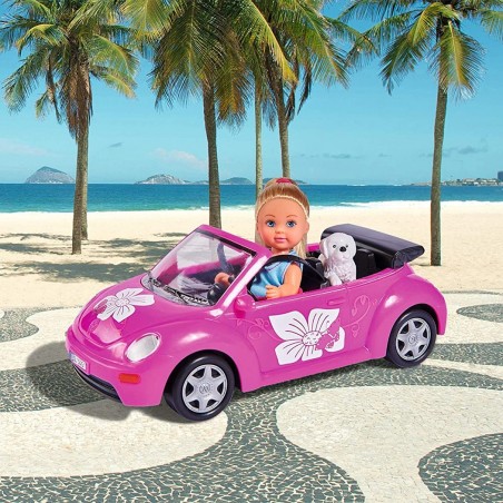 Eva’s Beetle voiture Evi rose avec chiot SIMBA 515393 jouet pour petite fille