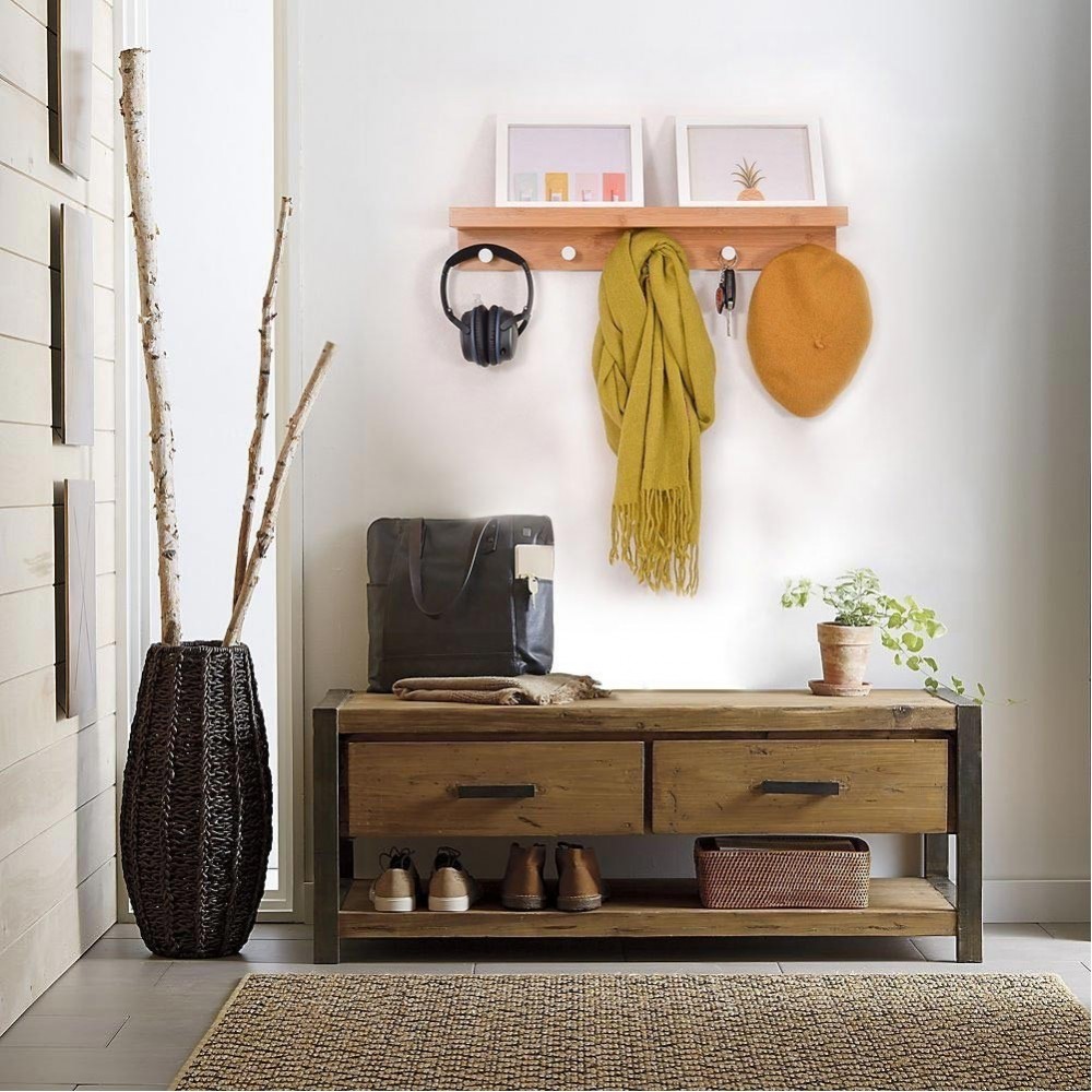 Etagère 5 crochets porte-manteaux serviettes en...