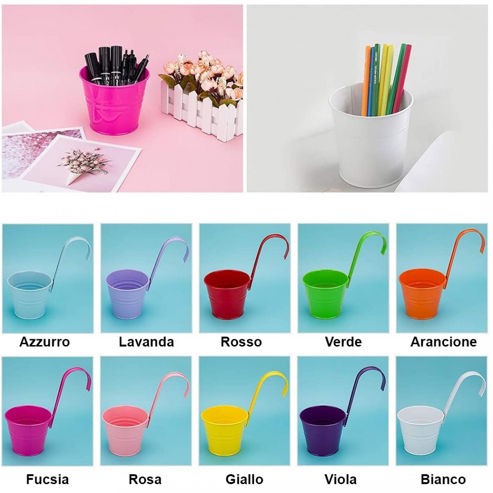 Set de 10 pots de fleurs en fer 16xH13cm avec...