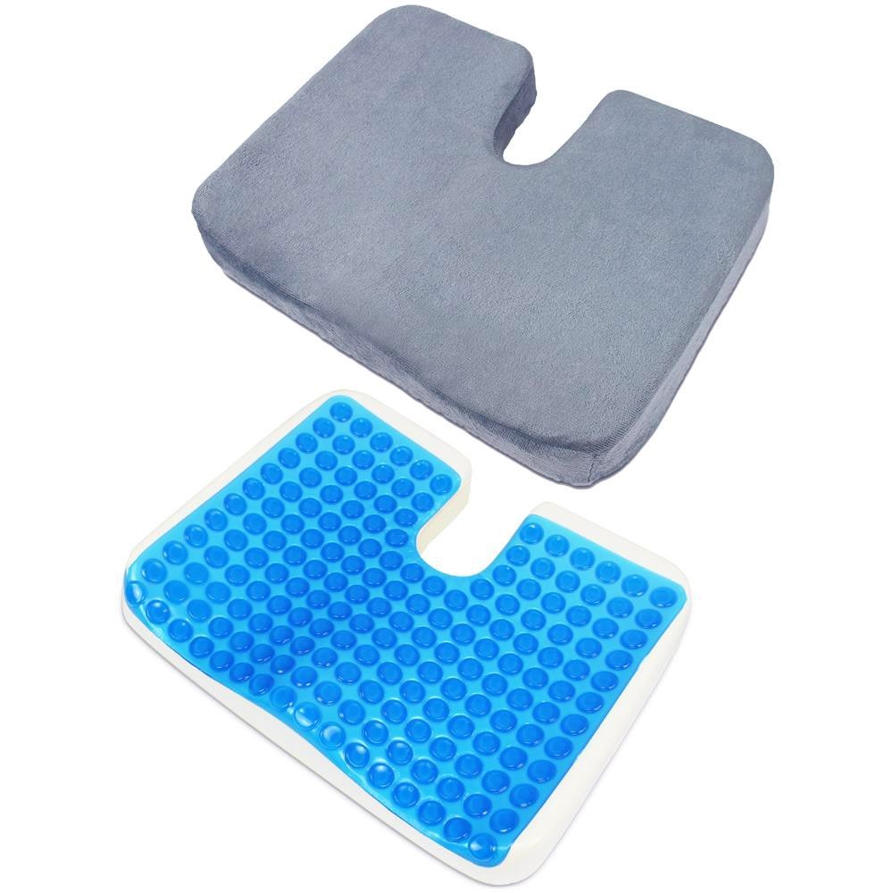 Coussin orthopédique en gel, memory foam siège anti-escarre et douleur au coccyx