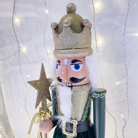 Soldat casse-noix 60H cm 392002 VERT décoration Noël sceptre étoile