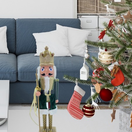 Soldat casse-noix 60H cm 392002 VERT décoration Noël sceptre étoile
