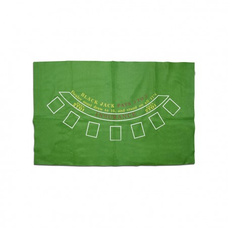 Tapis couvre-table Black Jack 478000 tissu vert pour jeu de Poker 60x90 cm