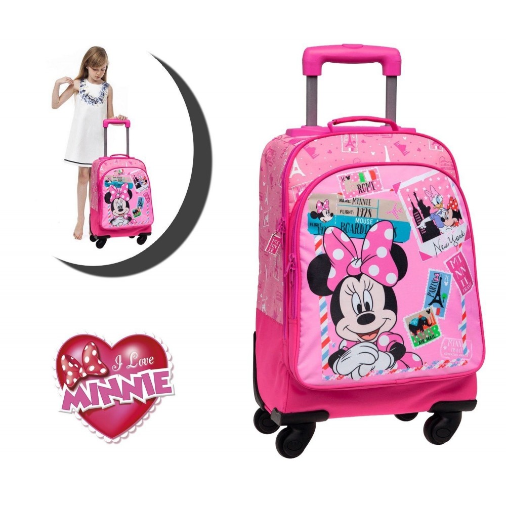 Sac à dos Minnie et Daisy- Cartable scolaire Disney Junior - 33 x 44 x 21 cm - 4072851 - 4 roulettes