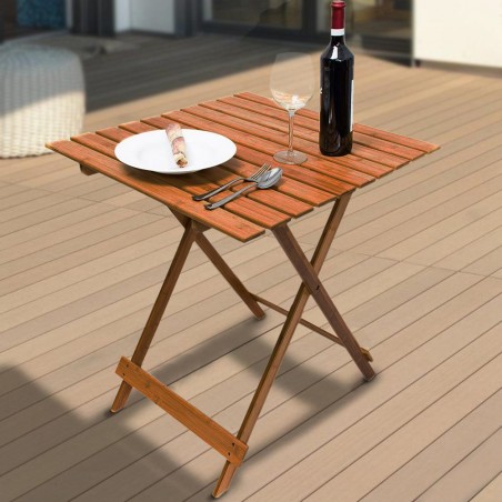 Table pliante 80 x 60 cm bois couleur noyer MAS116 pliable de jardin