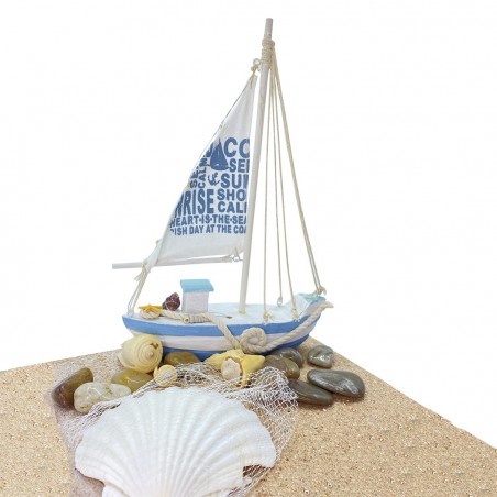 Bateau à voile en bois 830351 de la collection style marin avec 13 lumières LED