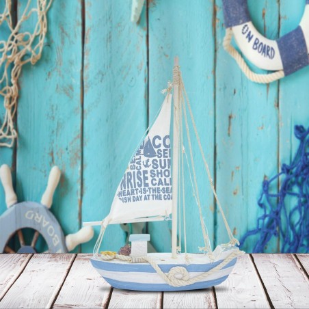 Bateau à voile en bois 830351 de la collection style marin avec 13 lumières LED
