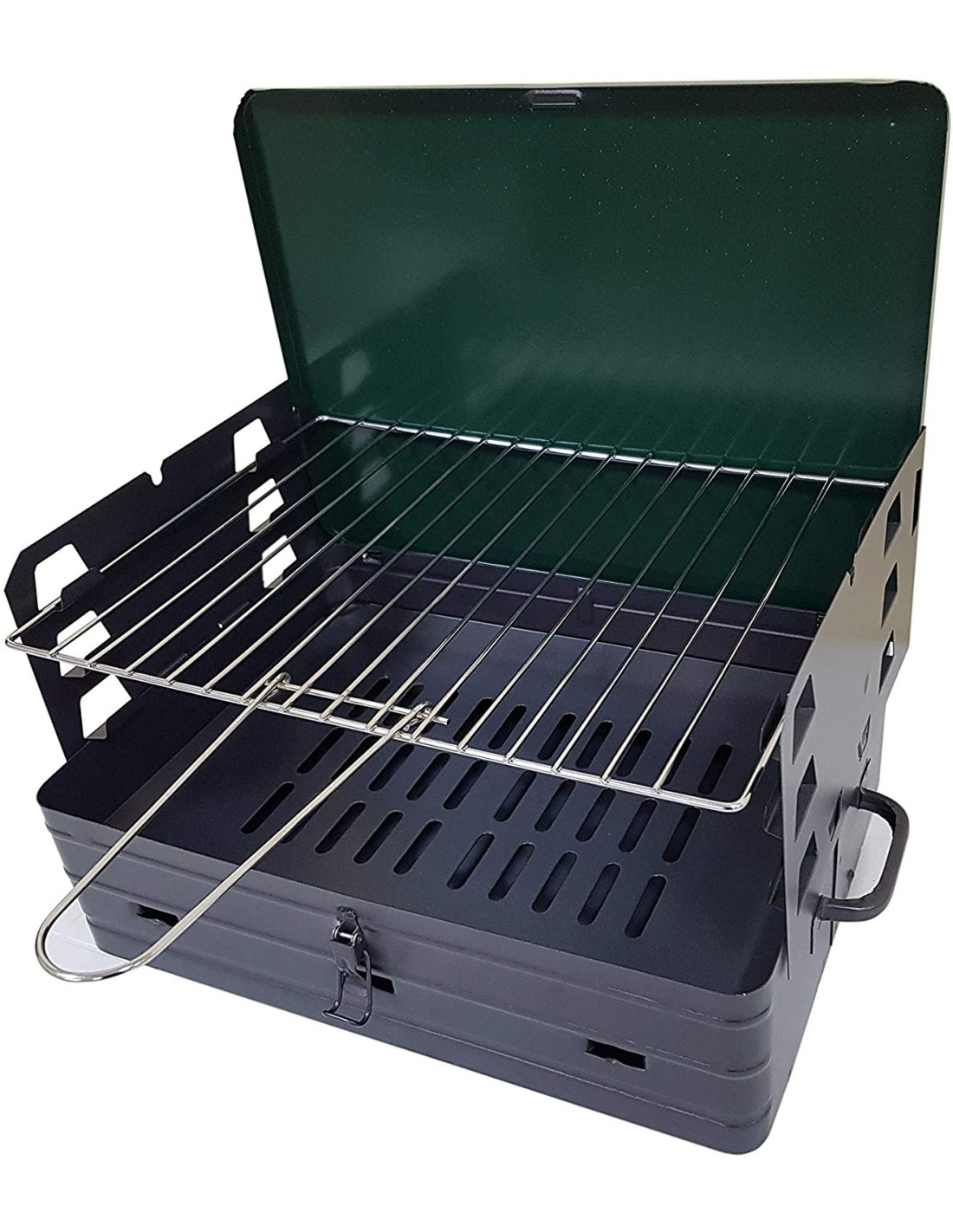 Grille de barbecue pliable portable avec trépied - Ø 50 x 21H cm - acier  galvanisé