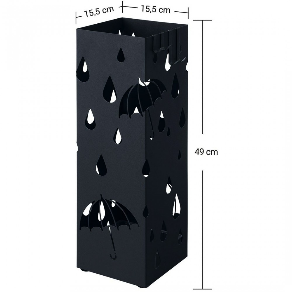 Porte parapluie en métal avec bac à eau et 4...