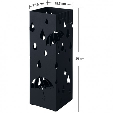 Porte parapluie en métal avec bac à eau et 4 crochets 15,5x15,5xH49 cm