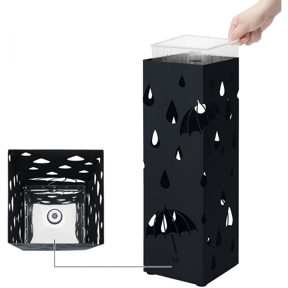 Porte parapluie en métal avec bac à eau et 4...
