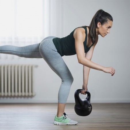 Kettlebell Fitness De 10kg En Pvc Avec Sable Et Poignée Anti-frottement