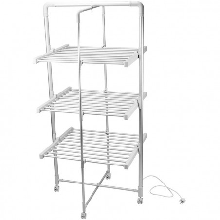 Étendoir pliant électrique étendoir à tour de 3 étages 300W 73x68XH143cm