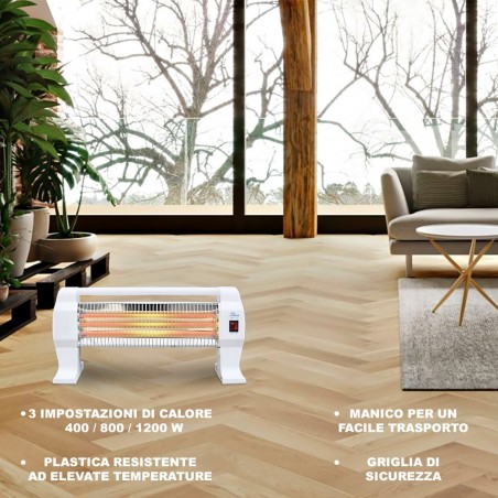 Poêle à quartz 1200W 3 éléments de sol avec 3 niveaux de chaleur 064007 poignée