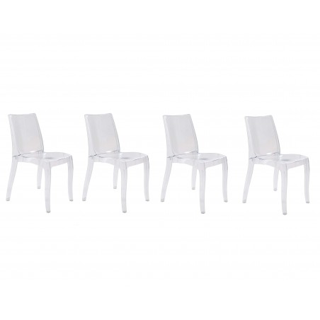 Set 4 pièces Chaise CRYSTAL LIGHT Design Transparent, Polycarbonate 42x38xH83 cm