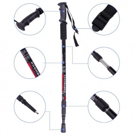 Bâtons de Trekking réglables de 65 à 135 cm 187516 avec poignée antidérapante