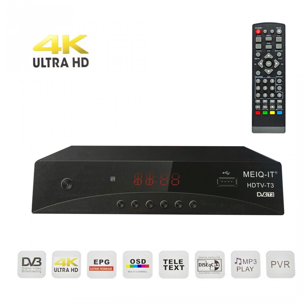 Décodeur HDTV-T3 ULTRA HD 4K système PVR art. 004120 sortie SCART et HDTV
