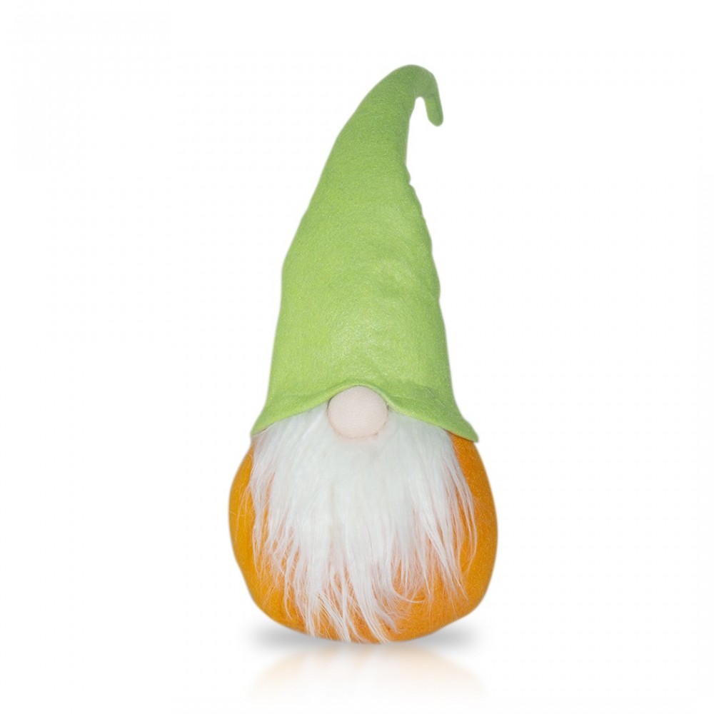 Gnome Avec Chapeau 234044 vert et orange de 46 Cm en tissu avec barbe de Pâques