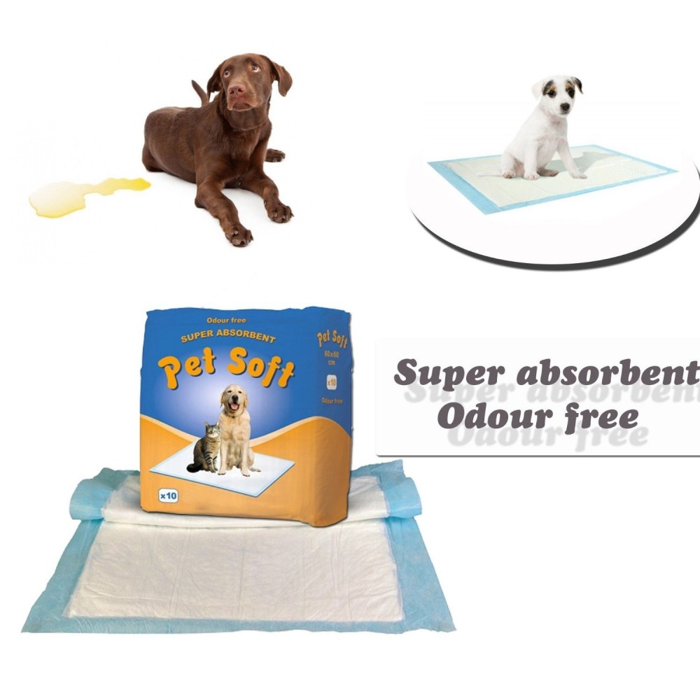 Pack 10 alaises - traverses pour chiens PET SOFT - capture d'odeurs des besoins des animaux super-absorbants 90 x 60 cm