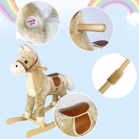 Cheval à bascule avec sons et mouvement 720400 BEIGE en peluche douce