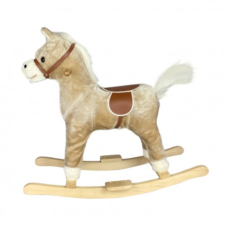 Cheval à bascule avec sons et mouvement 720400 BEIGE en peluche douce