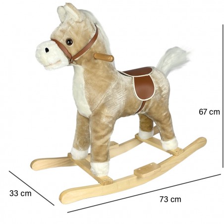 Cheval à bascule avec sons et mouvement 720400 BEIGE en peluche douce
