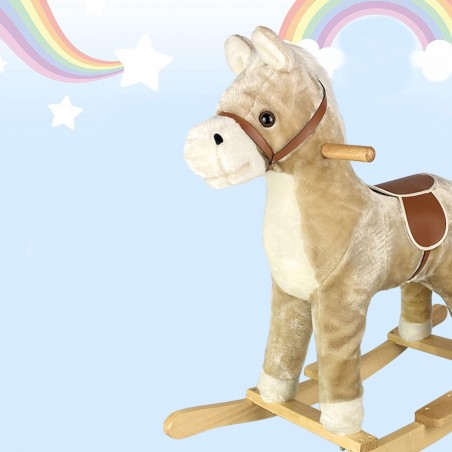 Cheval à bascule avec sons et mouvement 720400 BEIGE en peluche douce