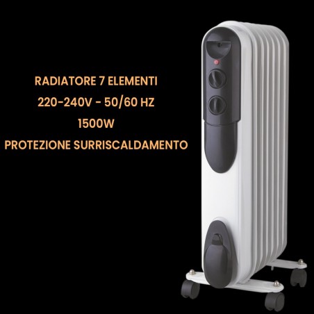 Radiateur MASTER huile 7 éléments 1500W Art. 522045 taille 34x29xH64,8 cm