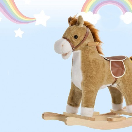 cheval à bascule avec des sons et mouvement 720401 BRUN en peluche douce