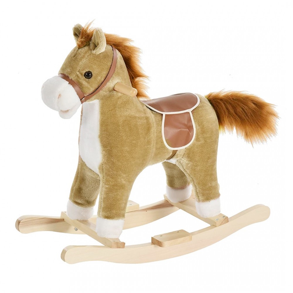 cheval à bascule avec des sons et mouvement 720401 BRUN en peluche douce