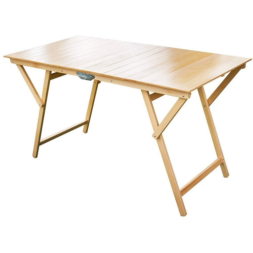 Table pliante 132 x 70 cm en bois naturel pliable table de jardin