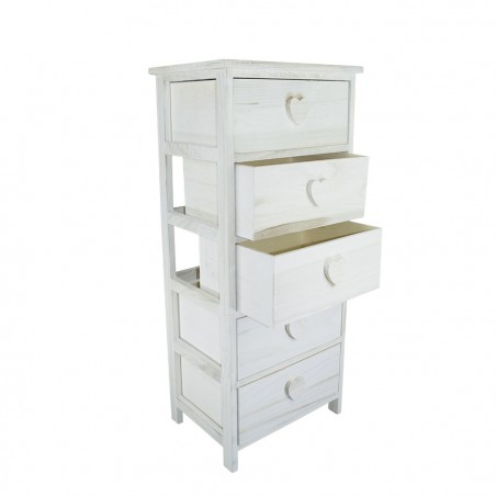 Armoire en bois avec poignée en forme de coeur 5 tiroirs 40x29xH90cm art.398010