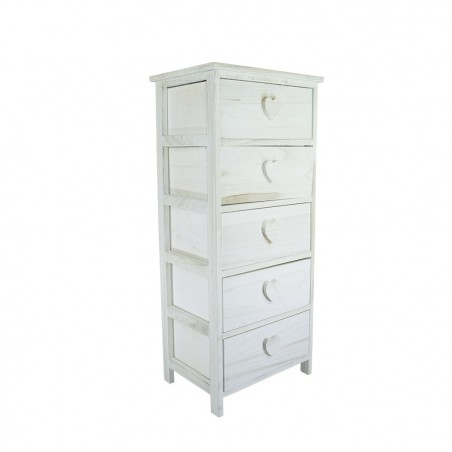 Armoire en bois avec poignée en forme de coeur 5 tiroirs 40x29xH90cm art.398010