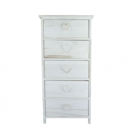 Armoire en bois avec poignée en forme de coeur 5 tiroirs 40x29xH90cm art.398010