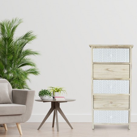 Armoire en bois avec motif géométrique 5 tiroirs 40x29xH90cm Art. 398003