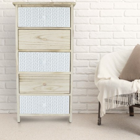 Armoire en bois avec motif géométrique 5 tiroirs 40x29xH90cm Art. 398003