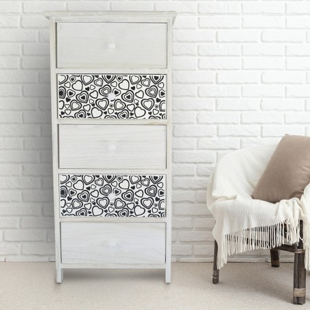 Armoire en bois blanc en forme de coeur poignée 398007 5 tiroirs 40x29xH90 cm