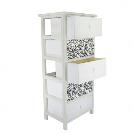 Armoire en bois blanc en forme de coeur poignée 398007 5 tiroirs 40x29xH90 cm