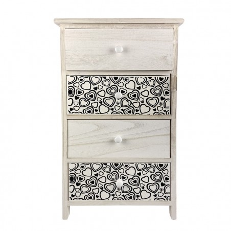 Armoire en bois avec motif coeur art. 398006 avec 4 tiroirs 40x29xH73 cm