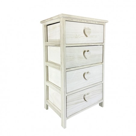 Armoire en bois avec pommeau en forme de coeur 4 tiroirs 40x29xH73 cm Art.398009