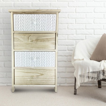 Meuble en bois avec fantaisie géométrique 398002 avec 4 tiroirs 40x29xH73 cm