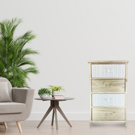 Meuble en bois avec fantaisie géométrique 398002 avec 4 tiroirs 40x29xH73 cm