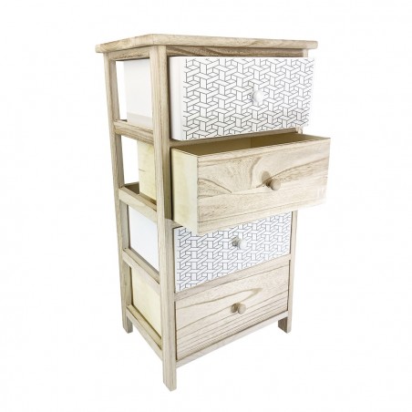 Meuble en bois avec fantaisie géométrique 398002 avec 4 tiroirs 40x29xH73 cm