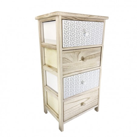 Meuble en bois avec fantaisie géométrique 398002 avec 4 tiroirs 40x29xH73 cm