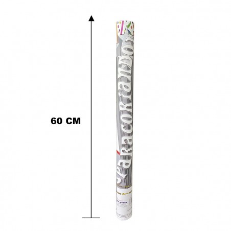 Canon à confettis blancs taille L 60 cm NY132 pour fêtes événements