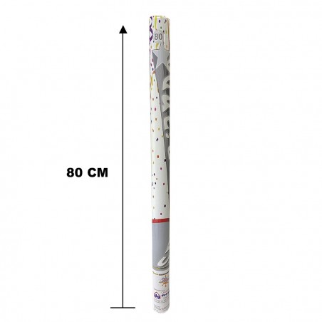 Canon confettis blancs taille XL 80 cm NY133 pour fêtes événements