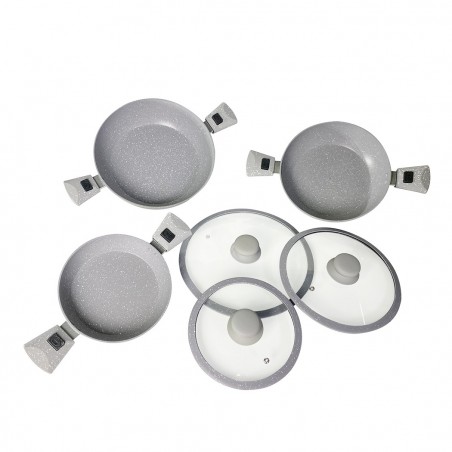 DGBAVARIA set tegami 17pz 20-24-28 cm 255030 GRIS poignées amovibles et louches