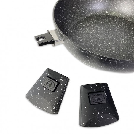 DGBAVARIA set poêles 17pz 20-24-28 cm 255028 NOIR poignées amovibles et louches