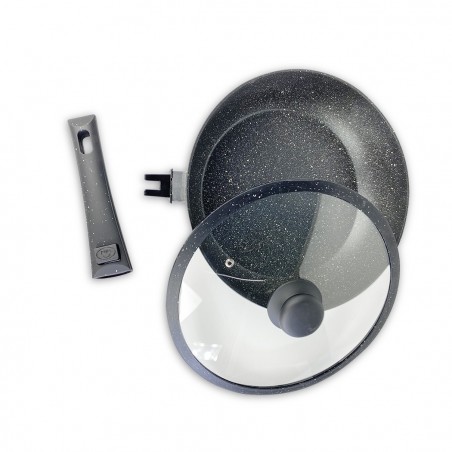 DGBAVARIA set poêles 14pz 20-24-28 cm 255027 NOIR poignées amovibles et louches