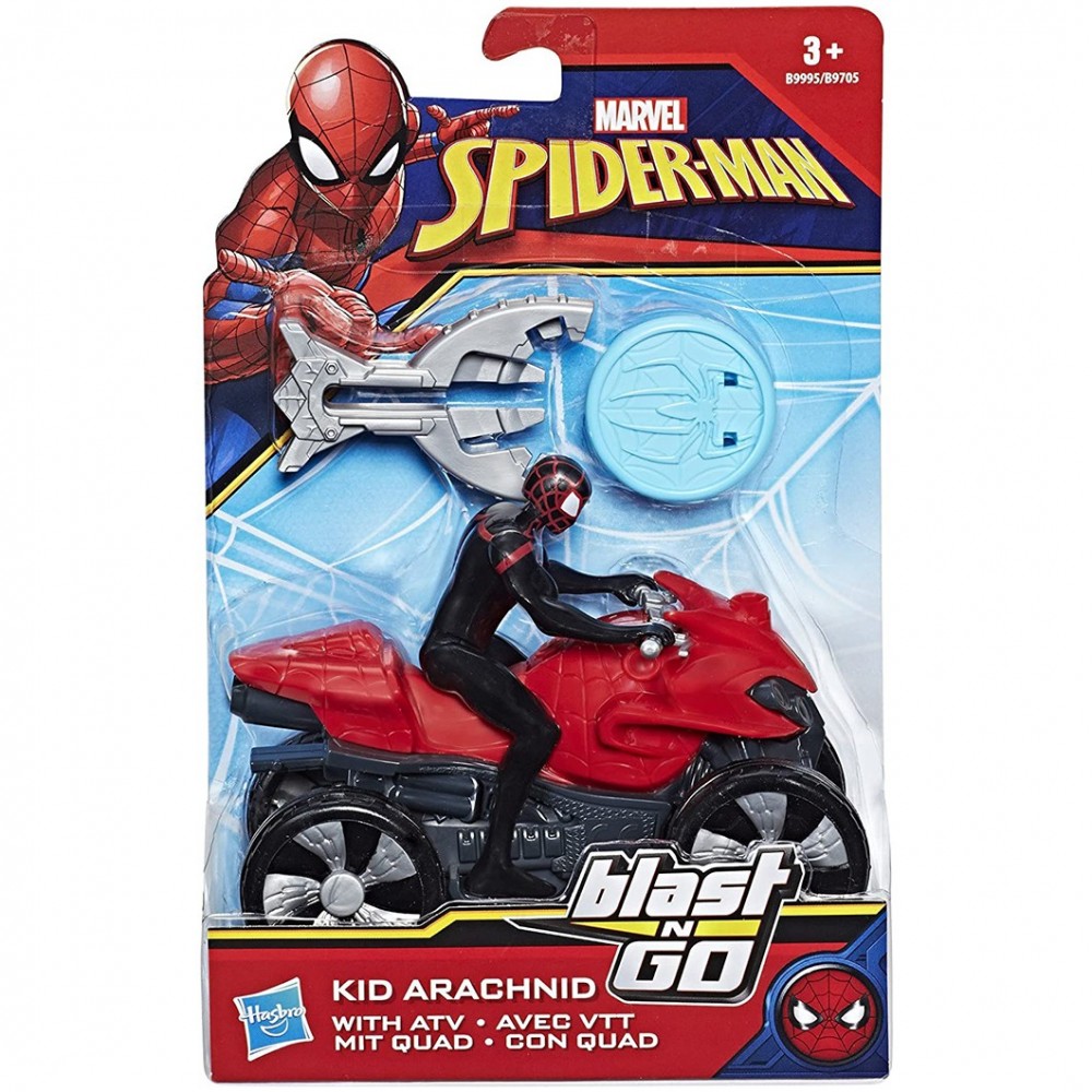 Marvel Spiderman Blast’n Go 458479 quad et projectile à tirer avec lanceur